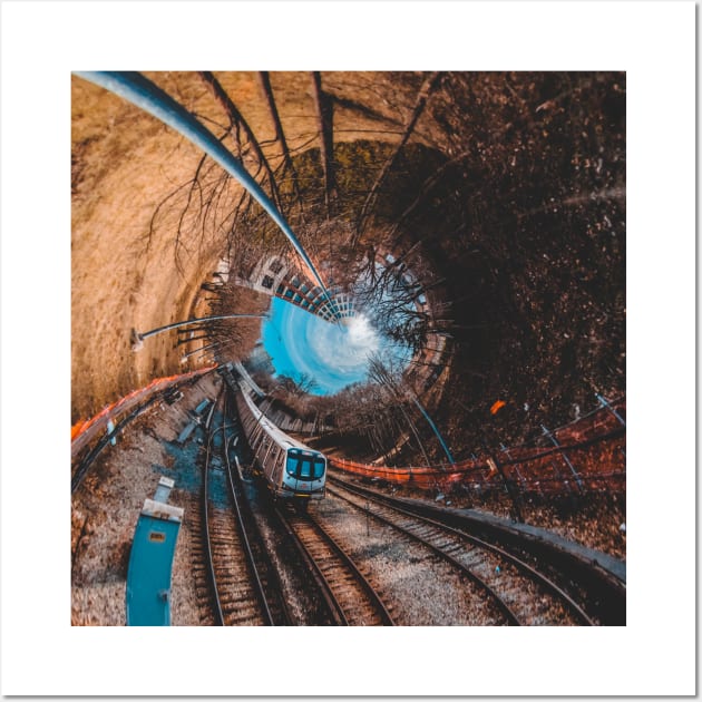 Twisted Tracks, Round World Subway Train Photograph Wall Art by love-fi